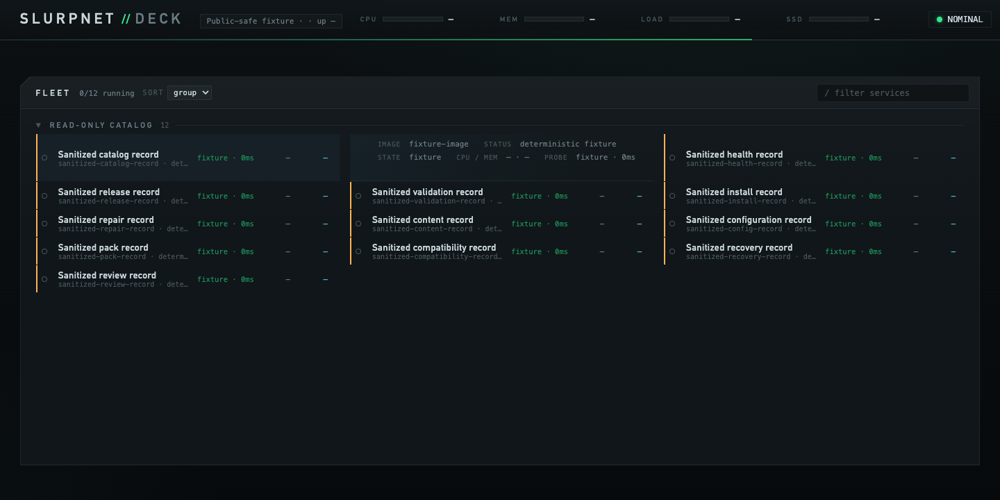 Ubuntu Deck expanded service detail rendered with a sanitized catalog fixture